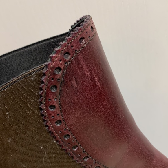Dolce & Gabbana Burgundy Square Toe Chelsea Leather Boots - Picture 8 of 12